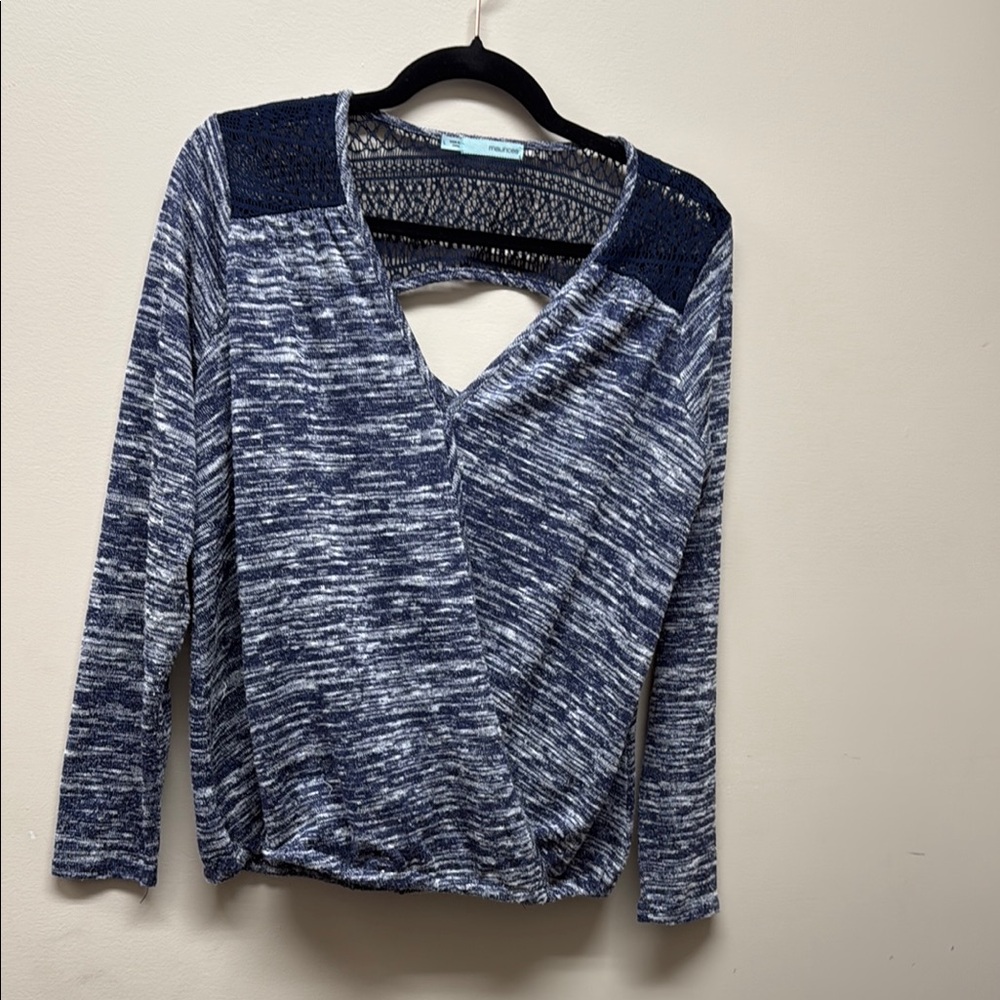 Maurices Navy and White Lace Knit Top